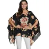 Bhflutter Plus Size Blouses New Fashion Women Shirts Floral Printing Batwing Casuare Chiffon Blouse Shirt Jimono Summer Tops 210225