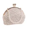 En sida pärlfest handväskor bröllop brud dag koppling hink design metall bankett pärlkväll väska