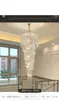 Escalier de luxe Lustre Éclairage Gold Home Decor Lampe en cristal Design Spiral Design Hall de hall de couloir Longue suspension Luminaire