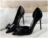 2021 Women's Fashion high heels shoes office casual outdoor thin heel sexy pointed soft bow tie girls dress red shoe pumps lady size 35-40 black blue white #P83