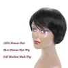 Capelli umani africani Short Nessuno parrucche anteriori in pizzo per donne nere Macchina completa non trasformata fatta Wig1574329 fatta brasiliana