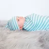 Newborn Baby Swaddling Booket Hat Suit Supddle Wrap Ткань для девочек Мальчики Синяя полоса со шляпой 2 шт. Установить младенческую фотографию реквизиты BHB40