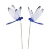 50pcs/lot 8CM Artificial Dragonfly Garden Decoration Outdoor 3D Simulation Dragonfly Stakes Yard Plant Lawn Decor Stick WLY BH4695