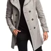 ZOGAA Mens Trench Coat Long Wool Overcoat Double-breasted Autumn Hooded Coat Men Windbreaker Casual Jacket Men Outwear 211122