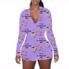 San Valentino Donna Onesies Tute Designer New Pigiama Slim Sexy Body con scollo a V Lettere Modello Stampato Manica lunga Pantaloni corti Pagliaccetti