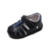 작은 소년 샌들 정품 가죽 폐쇄 된 새로운 어린이 신발 유아 여름 신발 아치 지원 정형 외과 깔창 sandq 210306