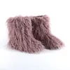 冬の女性のスノーブーツ高級毛皮ふわふわの暖かい毛皮のファッションの屋外の滑り止めの靴ムヤーターミッド