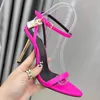 Stiletto sandals metal padlock Narrow word band high-heeled 10.5cm women's leather Luxury Designer shoes original box transportation High quality shoes