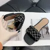 Rimocy Soft Pu Leather Chain Woven Slippers Woman Comfortable Flat Heel Beach Slides Women Light Blue Square Toe Summer Sandals 210528