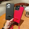 Top Fashion Telefon Case dla iPhone 13 Pro Max 12 11 XR XS X 7 8 PLUS PU Skórzana skórka ze smyczką