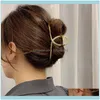 Gioielli per capelli GioielliFermagli per capelli Barrettes Coreano Vintage Opaco Cava Geometrica Color oro Clip in metallo Catena Croce Aessori per donne Ragazze