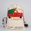 Noel Santa çuval tuval pamuk çantaları büyük ağır çekme hediye çantaları kişiselleştirilmiş festival partisi Noel dekorasyon deniz shi5449382