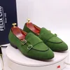 FELIX CHU hommes daim mocassins messieurs fête de mariage décontracté sans lacet chaussures noir marron vert moine sangle hommes robe en cuir 210906