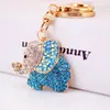 Härlig Rhinestone Crystal Elephant Keychain Keyring Djur Elephant Key Chain Ring Holder Alloy Keychains