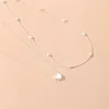 Simple Fashion Heart Pendant Clavicle Peach Multi-Layer Neck Chain Necklace Women Girl Jewelry Party Gifts