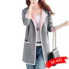 5XL 가을 겨울 자켓 여성 코트 2019 플러스 사이즈 니트 카디건 재킷 여성용 겉옷 캐주얼 포켓 코트 Jaqueta Mujer SH190912