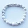 Charme Pulseiras 8mm Matte Esmalte Alta Qualidade Branco Howlite Lucky Gem Stone Mala Beads Strand Meditação Homens Mulheres Jóias8378362