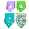 Cão de Páscoa Bandana Duplo Happy Feliz Easter Egg Bunny Impresso Triângulo Babates Pet Cachecol para cães médios a grandes ZC036