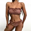 2021 Brasileiro Brilhante Bling Biquíni Bikini Mulheres Glitter Bikini Set Swimsuit Sexy Ruffle Push Up Bathing Suit Maillot de Bain Y0820