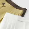 Fansilanen Office Plised Casual Suit Pant High Paist White Proste Spodnie Autum Zima Kobieta Vintage 210607