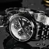 Montres-bracelets LIGE Business Mens Montres Top Luxe Chronographe Quartz Montre Hommes Noir En Acier Inoxydable Étanche Date Horloge Relogio Masculin