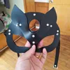 Seksowna skórzana maska ​​dla kobiet dla kobiet bdsm fetysz uszy czarne oko maska ​​halloween karnawałowy klub maski Catwoman cosplay maska ​​200929