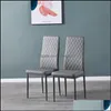 Kitchen Furniture Home & Garden Us Stock Light Gray Modern Minimalist Dining Chair Fireproof Leather Sprayed Metal Pipe Diamond Grid Pattern