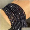 Autres ensembles de bijoux 2 3 4 mm à facettes perles de pierre gemme de sable bleu rond entretoise en vrac pour la fabrication de bracelets à bricoler soi-même accessoires de boucles d'oreilles 15 Drop Deliver