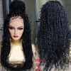 Long Black Brown Ombre Color Braid Wigs For Black Women Spets Front Cornrow fl￤tade peruker Syntetiska h￥r Kinky Curly Spets Fron262C