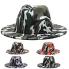 Ampla Brim Hats 2021 Fedora Mulheres Homens Camuflagem Casual Jazz Cap Imprimir Luxo Ao Ar Livre Formal Dress Felted Hat