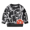 Mudkingdom Kids Boys Sweaters Warm Crewneck Coats Children Cartoon Animal Pattern Thicken Tops Pullovers Clothing 210615