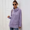 Hoodies das mulheres moletons 2021 outono camisola cor-de-rosa mulheres luva longa pescoço alto feminino para moda inverno suor-camisa com capuz senhoras