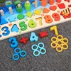 Дети заняты доска математические рыбалки детские деревянные дошкольные монтессори игрушка подсчет геометрии