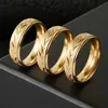 Troques de cluster gravado trigo para mulheres Shakin ouro cor de noivado anillos 316L Casamento de aço inoxidável moda bijoux femme presente