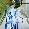 Handmade Blown Art Glass Floor Lamp Luxury Indoor Outdoor Garden Decor Blue Murano Swan Head Sculpture