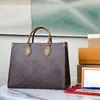 10A Bolsos de moda para mujer, bolsos de compras grandes de calidad superior, letras marrones clásicas, lienzo impreso, bolso de hombro de playa de moda de cuero genuino