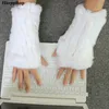 Fingerless Gloves Harppihop*2021 Women's 100% Real Genuine Knitted Rex Fur Winter Mittens Arm Sleeve