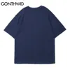 GONTHWID T-shirts Cartoon Astronaut Print Harajuku Street Hip Hop Casual Baumwolle Tees Herren Hipster Kurzarm T-Shirts Tops C0315
