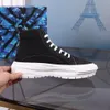Malletters Luxury Designer Sqvad Skor High-Top Platform Circle Canvas Calfskin Stitching Sneakers
