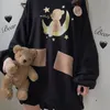 Harajuku Lolita Bear Baby Sweat-shirt graphique Femmes Kawaii Vêtements Printemps Surdimensionné Lâche Épais Sweats à capuche Long Tops Schoolgirl 201103