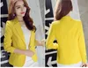 Frauen Nehmen Langarm Kurzen Blazer Koreanische mode einfarbig anzug Gelb anzug jacke weibliche 2019 neue frauen kleidung x0721