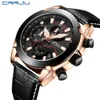 LMJLI - Hommes Mode Sport Montres Hommes Chronomètre À Quartz Date Horloge Mâle En Cuir Militaire Montre Étanche Relogio Masculino MENS WATCH