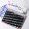 20 renkli suluboya boyama işaretleri kalem premium yumuşak fırça seti boyama kitapları manga komik kaligrafi sanat markeri y200709