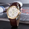 Heißer Verkauf Marke Herren Uhren Braun Leder Quarz Multifunktions Mode Casual Uhr Montres