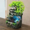 Creative Feng Shui Flowing Water Fountain Desktop Resin Rockery Landscape Waterfall Fountain Crafts with 7-Color Led Change 210727