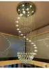 현대 샹들리에 듀플렉스 건물 계단 램프 빌라 로프트 간단하고 창조적 인 노르딕 스핀 긴 크리스탈 광택