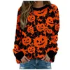 15Colors S-2xl Halloween Sweater Pulloce Hoodies voor vrouwen Ronde nek Pompoen Ghost Spider Mat Cartoon Print Lange Mouw Sports Casual tops G860DJA