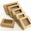 30pcs Blank Kraft Paper Gift Box with Window Handmade Soap Box Jewelry Cookies Candy Wedding Party Decoration