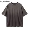 High Street T-shirts Streetwear Gradiënt Stropdas Dye Effen Kleur Tees Shirts Harajuku Mode Heup Hop Casual Losse Tops 210602