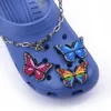 1 шт. Прекрасный мультфильм красочные бабочки обувь очарование CROC CROC JIBZ аксессуары на саки пляжные обуви подвески пряжка Q0618